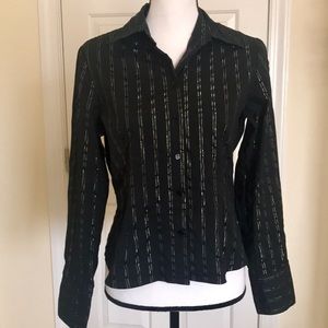 APT 9 GOLD SHIMMER STRIPED BUTTON DOWN DRESS SHIRT